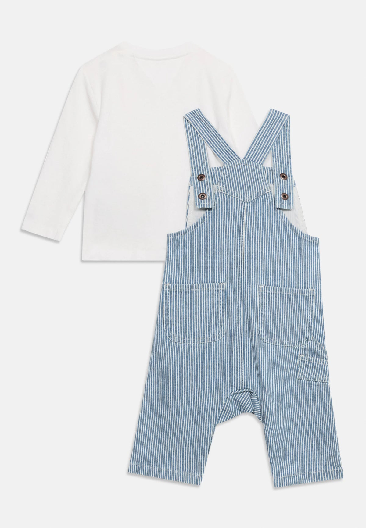 tommy hilfiger - set salopette e t-shirt neonato